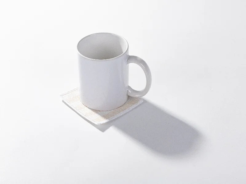 Sublimation Blanks Linen Square Mug Coaster(10*10cm, Beige and Light Yellow Stripe)