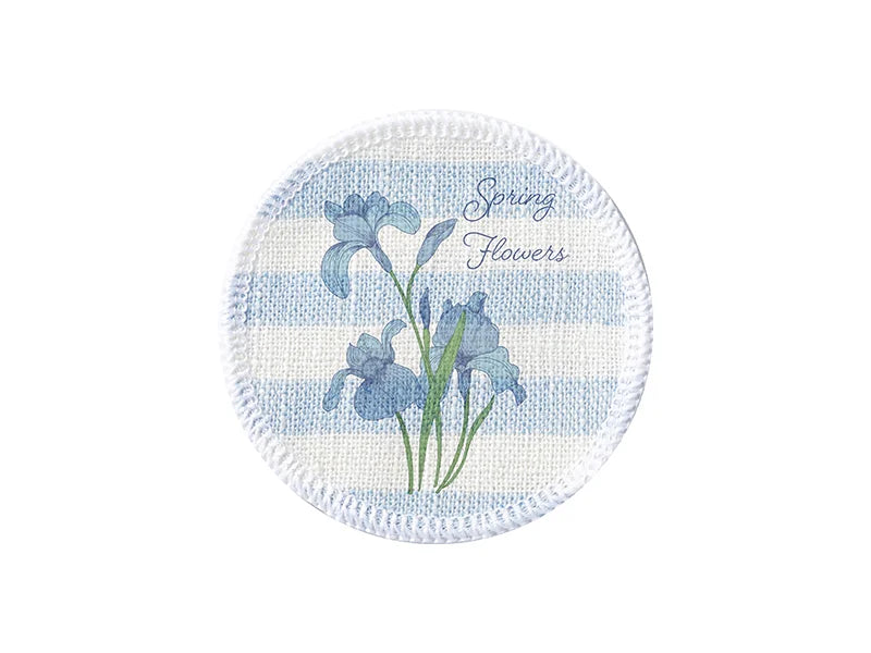 Sublimation Blanks Linen Round Mug Coaster(10*10cm, Beige and Light Blue Stripe)
