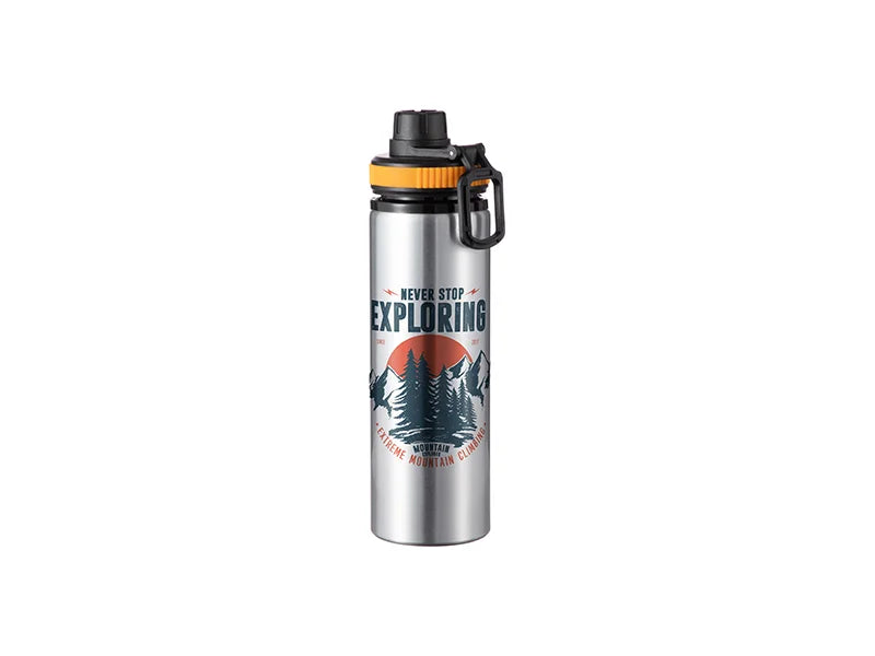 Sublimation Blanks 28oz/850ml Alu Water Bottle with Yellow Cap(Silver)