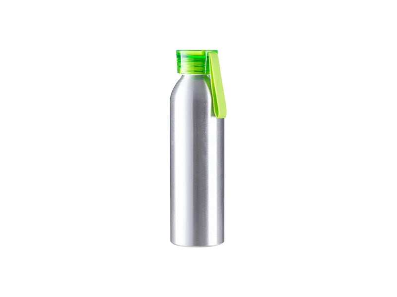 Sublimation Blanks 22oz/650ml Portable Sports Slim Aluminum bottle With Light Green Cap(Silver)