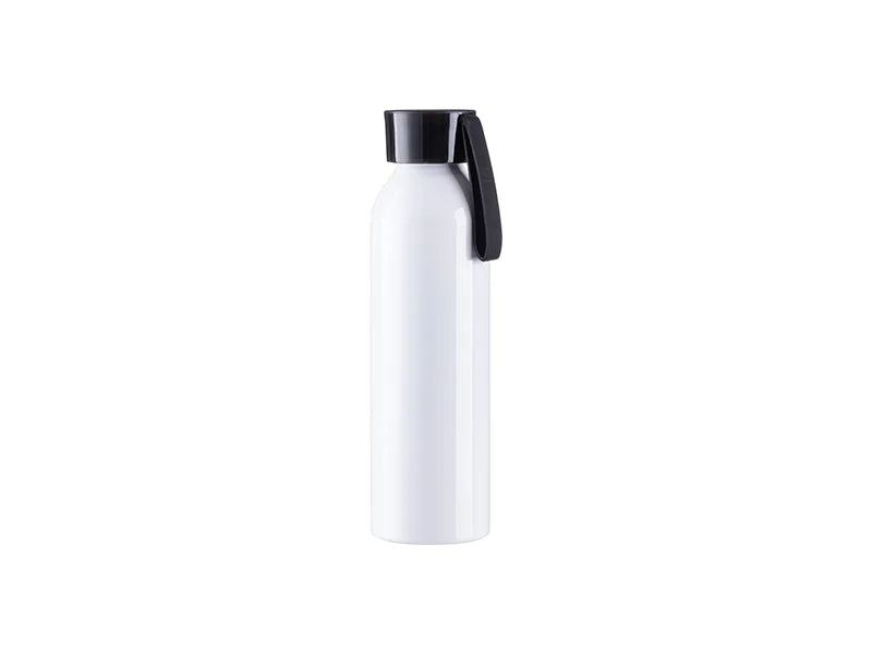Sublimation Blanks 22oz/650ml Portable Sports Slim Aluminum bottle With Black Cap(White)