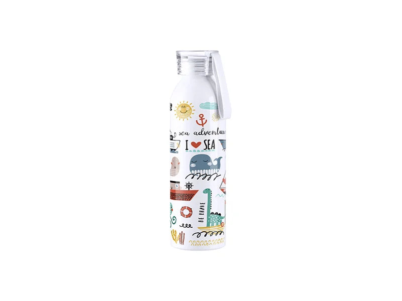 Sublimation Blanks 22oz/650ml Portable Sports Slim Aluminum bottle With Clear Cap(White)
