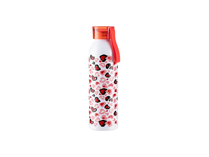Sublimation Blanks 22oz/650ml Portable Sports Slim Aluminum Bottle With Red Cap(White)