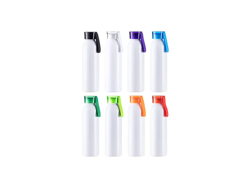 Sublimation Blanks 22oz/650ml Portable Sports Slim Aluminum Bottle With Light Green Cap(White)
