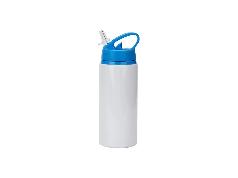 Sublimation Blanks 20oz/600ml White Aluminium Bottle w/ Blue Straw Lid