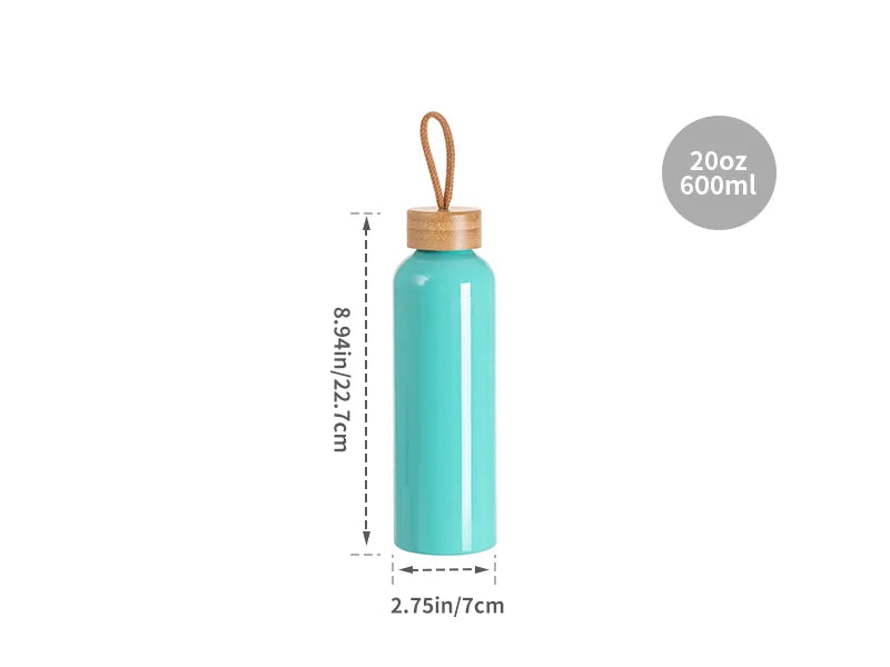 Sublimation Blanks 20oz/600ml Aluminum Water Bottle w/ Bamboo Lid (Mint Green)