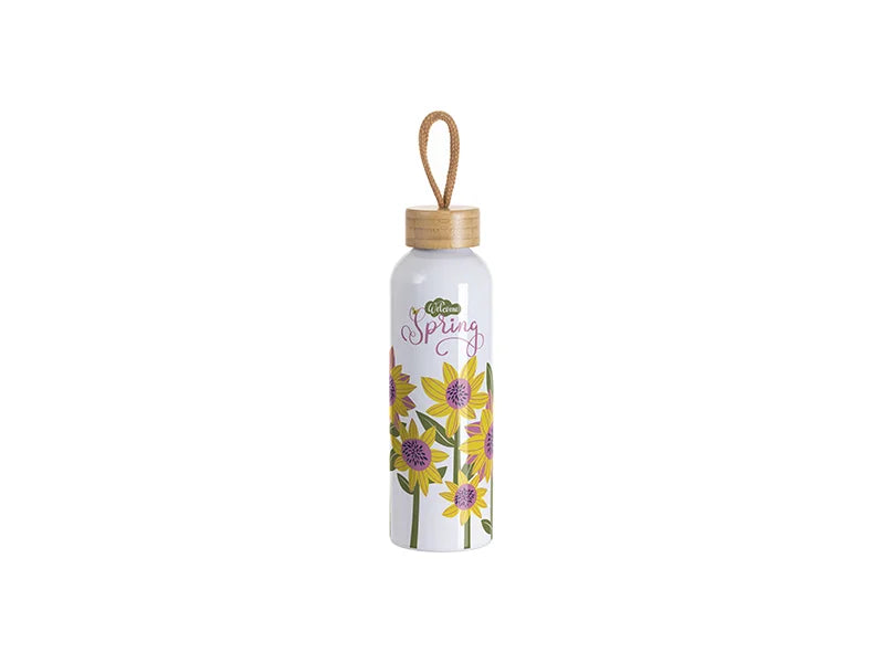 Sublimation Blanks 20oz/600ml Aluminum Water Bottle w/ Bamboo Lid (White)