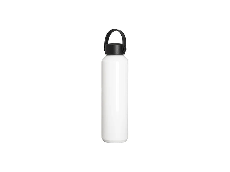 26oz/800ml Sublimation Blanks Skinny Aluminum Bottle with Black Portable Lid (White)