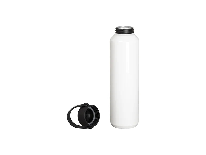 26oz/800ml Sublimation Blanks Skinny Aluminum Bottle with Black Portable Lid (White)