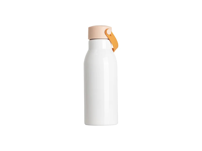 20oz/650ml Sublimation Aluminum Bottle w/ Carry Handle Lid(Peach Lid & Orange Handle)