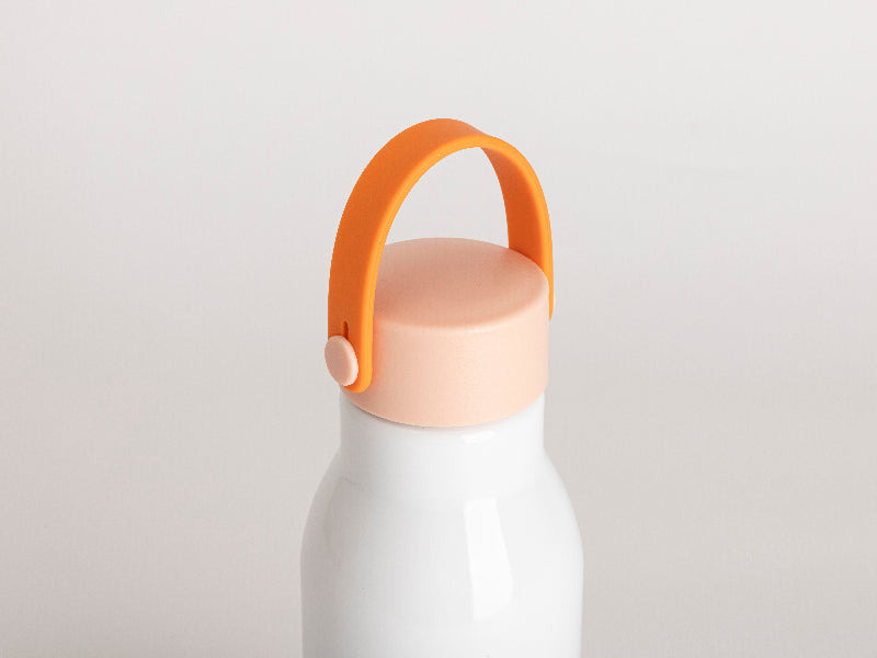 20oz/650ml Sublimation Aluminum Bottle w/ Carry Handle Lid(Peach Lid & Orange Handle)