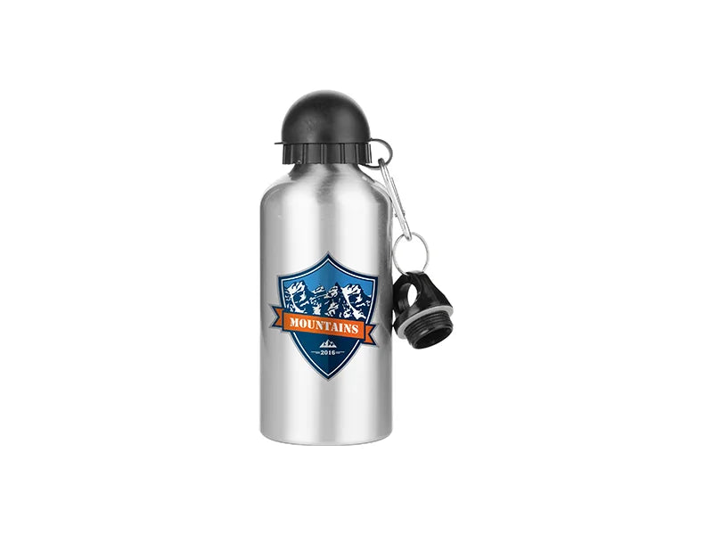 Sublimation Water Bottle 500ml, Silver with Two Caps