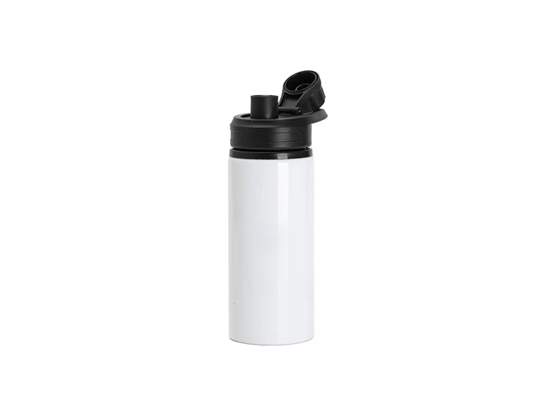 Sublimation 20oz/600ml Aluminium Water Bottle w/ Black Portable Lid (White)