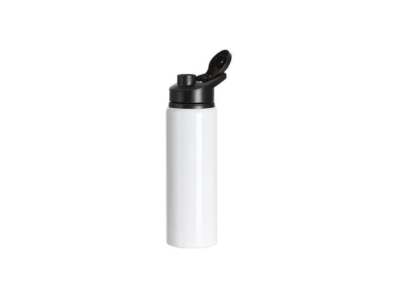 Sublimation Blanks 750ml White Aluminium Bottle w/ Black Portable Flip Lid