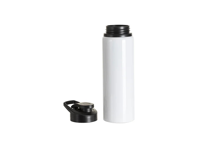 Sublimation Blanks 750ml White Aluminium Bottle w/ Black Portable Flip Lid