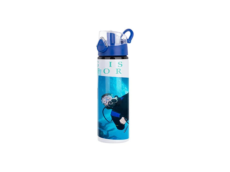 Sublimation 750ml Alu water bottle with Blue cap (White) MOQ: 2000