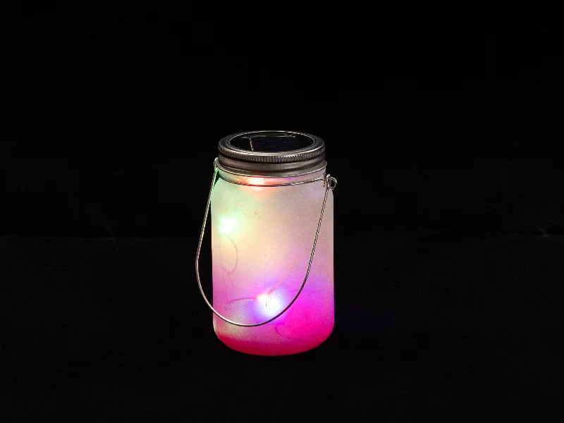 15oz/450ml Sublimation Blanks Mason Jar w/ Lantern Lid and Metal Handle (Frosted, Gradient Rose Red)
