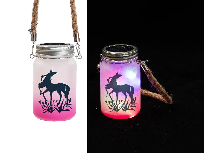 15oz/450ml Sublimation Blanks Mason Jar w/ Lantern Lid and Hemp Rope Handle (Frosted, Gradient Rose Red)