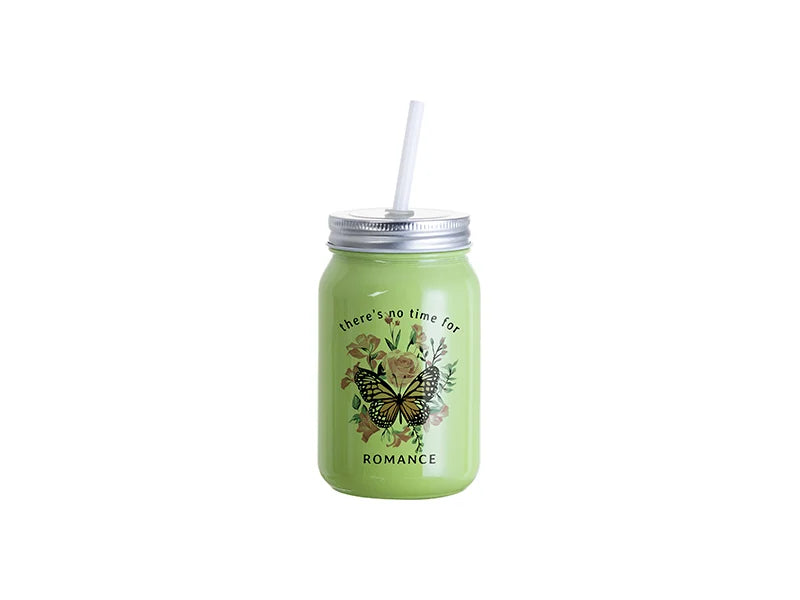 Sublimation Blanks 15oz/450ml Full Color Mason Jar no Handle (Green)