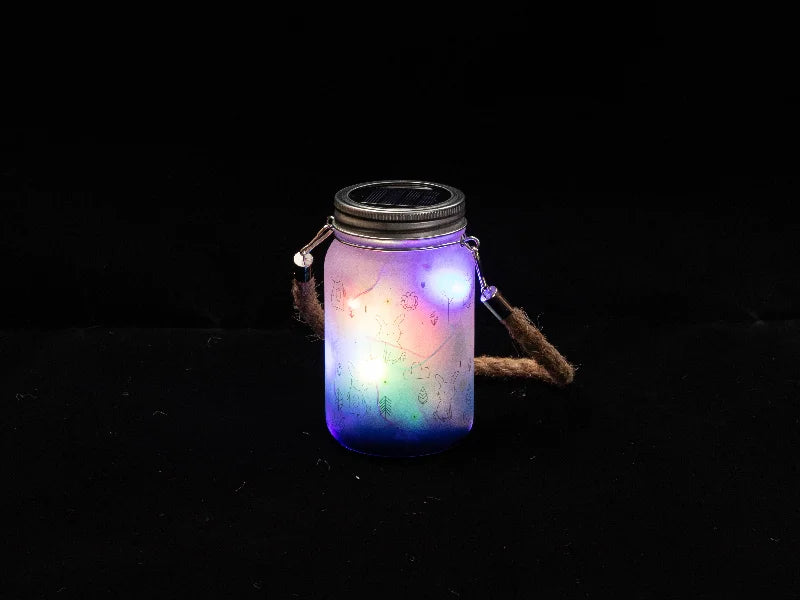 15oz/450ml Sublimation Blanks Mason Jar w/ Lantern Lid and Hemp Rope Handle (Frosted, Gradient Dark Blue)