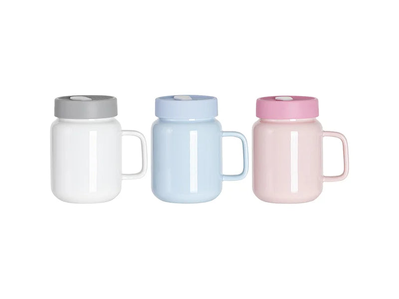 Sublimation Blanks 16oz/500ml Ceramic Mason Jar with Silicon Lid (Pink)