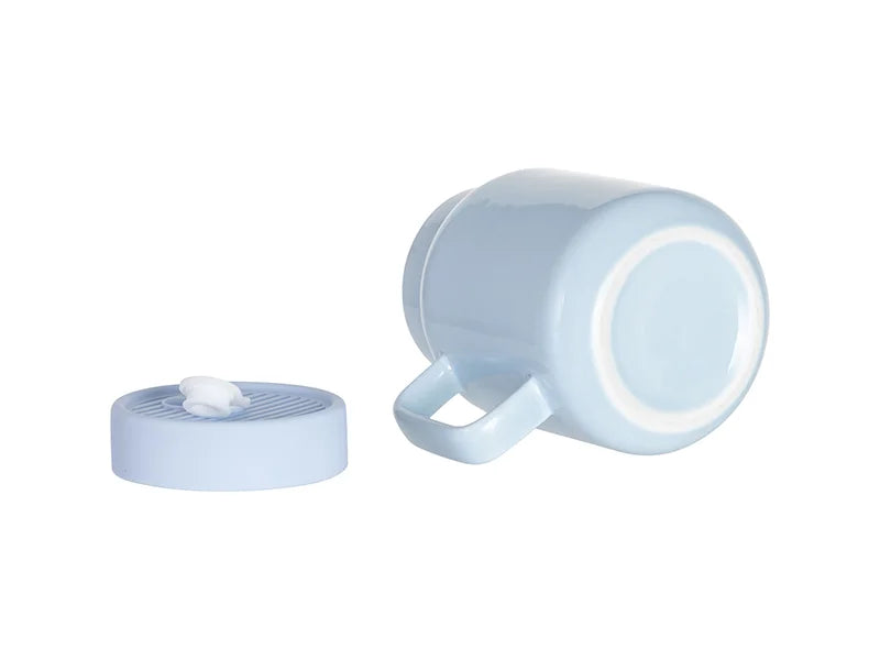 Sublimation Blanks 16oz/500ml Ceramic Mason Jar with Silicon Lid (Light Blue)