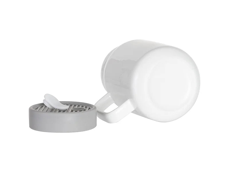 Sublimation Blanks 16oz/500ml Ceramic Mason Jar with Gray Silicon Lid (White)