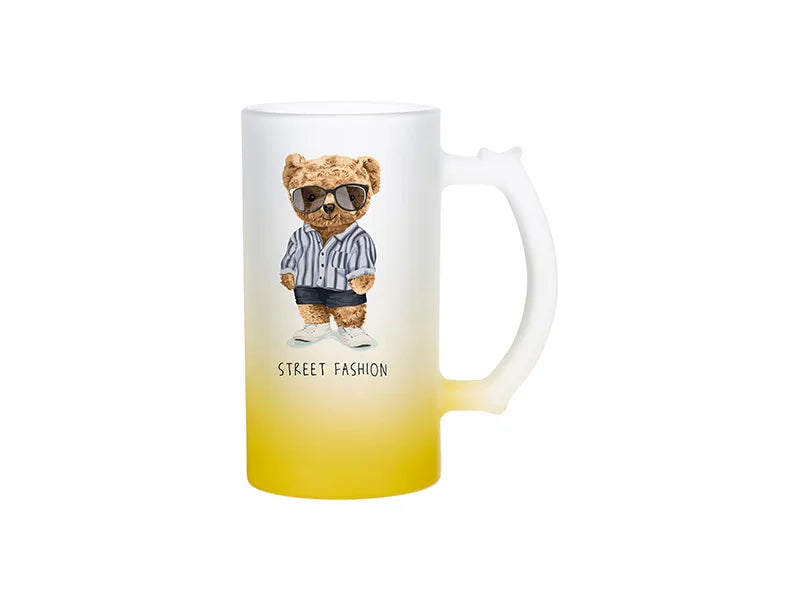 16oz Sublimation Glass Beer Mug Gradient Yellow