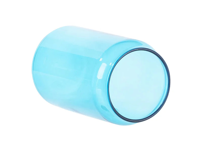 Sublimation Blanks 13oz/400ml Full Color Can Glass Mug with Straw(Blue)