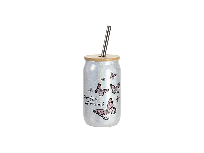 Sublimation Blanks 13oz/400ml Clear Sparkling Rainbow Glass Can