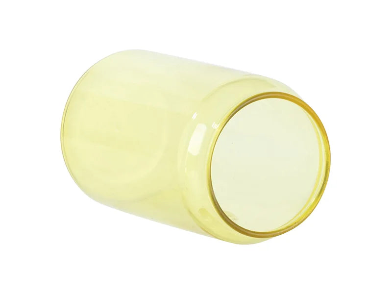 Sublimation Blanks 13oz/400ml Full Color Can Glass Mug with Straw (Yellow)