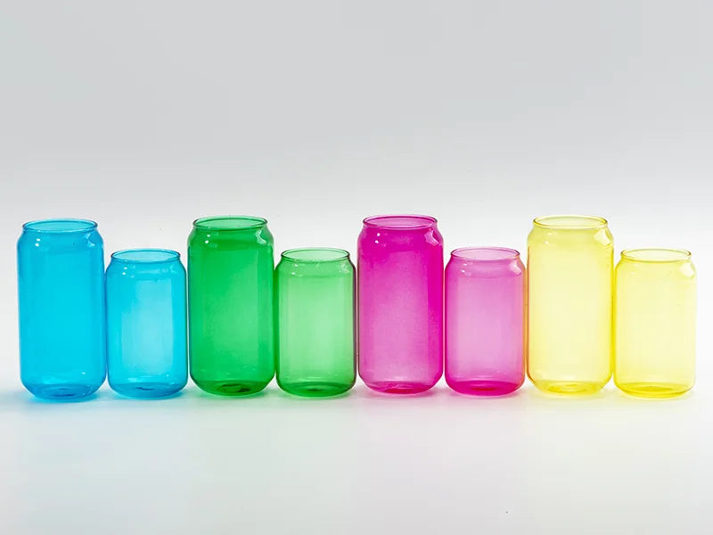 Sublimation Blanks 13oz/400ml Full Color Can Glass Mug with Straw (Yellow)