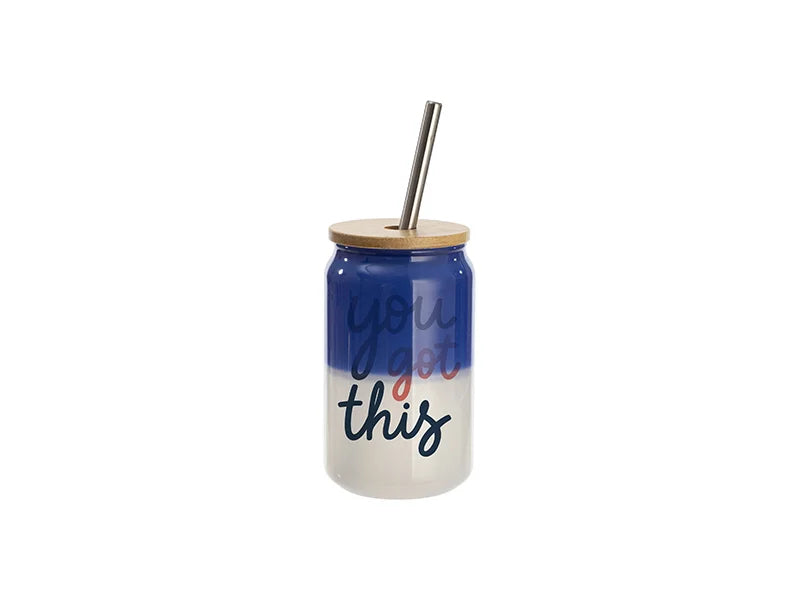 Sublimation Blanks 13oz/400ml Thermal Color Change Glass Can with Bamboo Lid