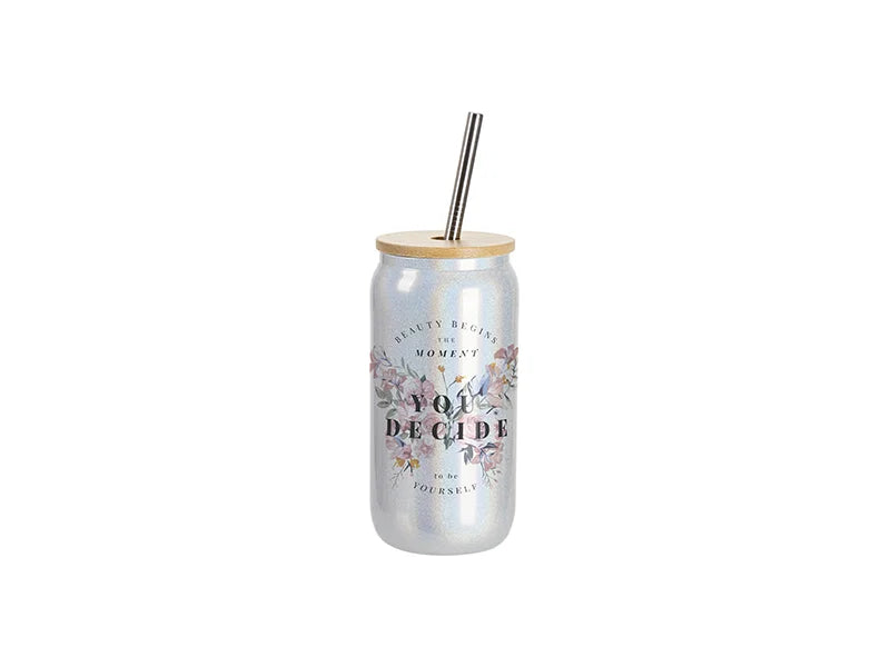 Sublimation Blanks 18oz/550ml Clear Sparkling Rainbow Glass Can