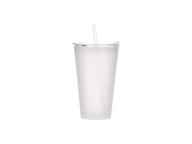 Sublimation 15oz/450ml Glass Tumbler w/ Lid & Straw (Frosted)