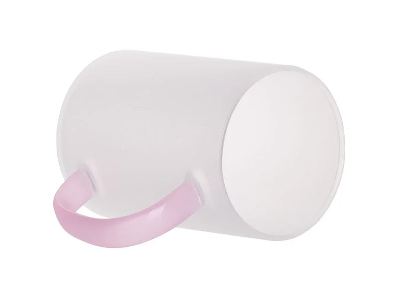 Sublimation 12oz/360ml Glass Mug w/ Pink Handle(Frosted)