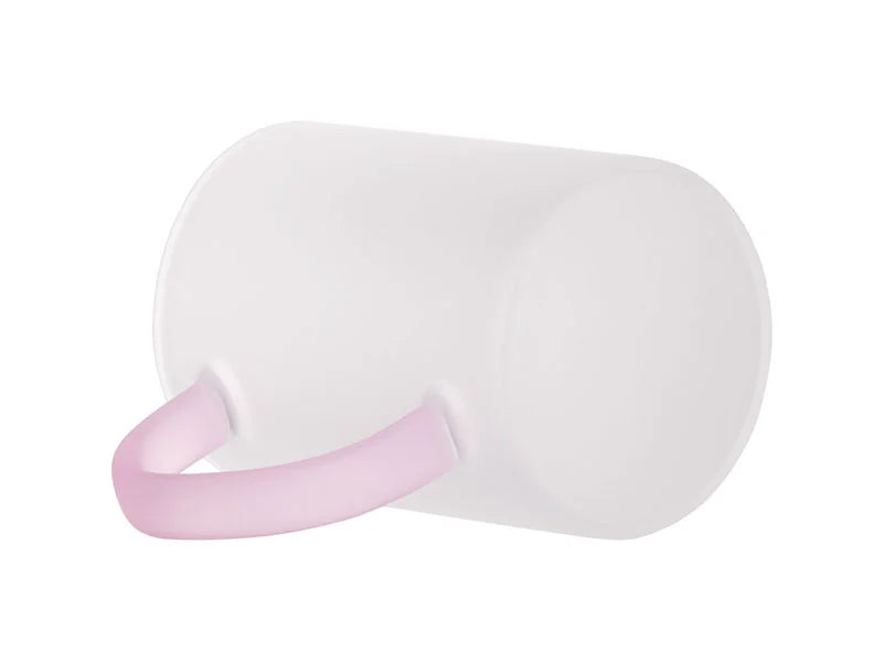 Sublimation 12oz/360ml Glass Mug w/ Pink Handle(Frosted)