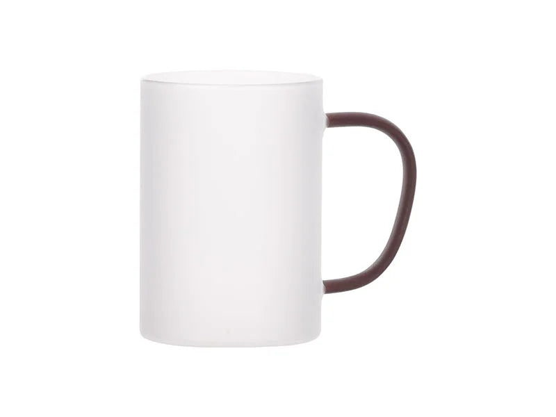 Sublimation 12oz/360ml Glass Mug w/ Red Handle(Frosted)
