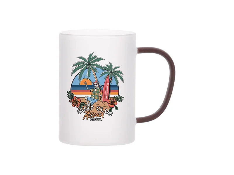 Sublimation 12oz/360ml Glass Mug w/ Red Handle(Frosted)