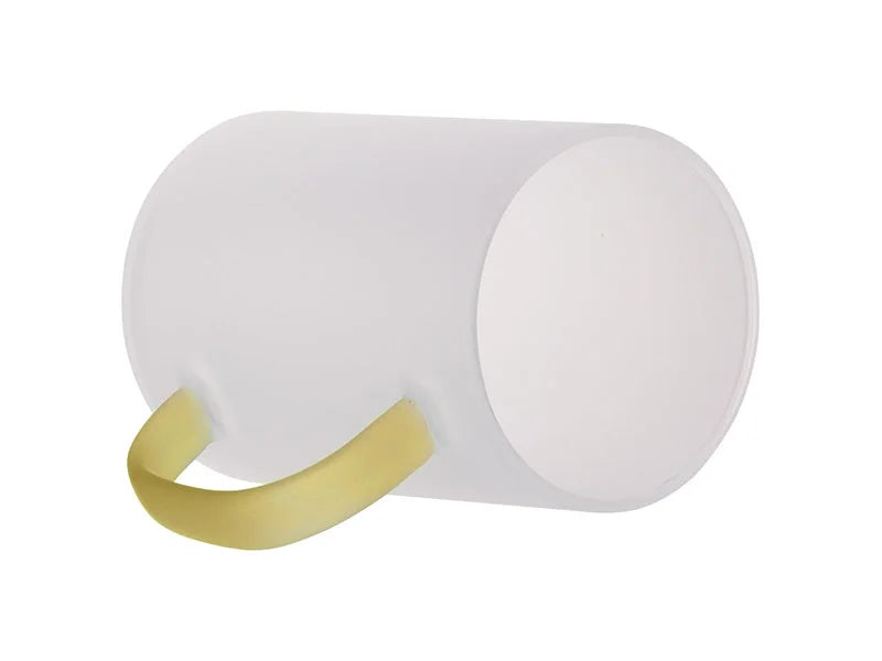 Sublimation 12oz/360ml Glass Mug w/ Yellow Handle(Frosted)
