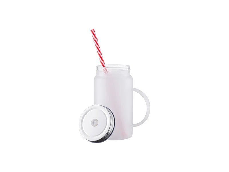 17oz/500ml Sublimation Blanks Mason Jar w/ Straw (Frosted)