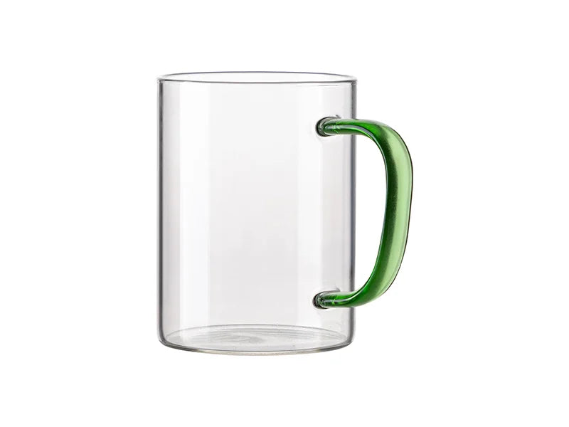 15oz/450ml Glass Mug w/ Light Green Handle(Clear)