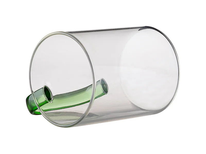 15oz/450ml Glass Mug w/ Light Green Handle(Clear)