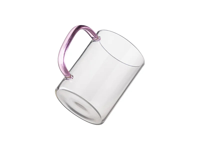 15oz/450ml Glass Mug w/ Pink Handle(Clear)