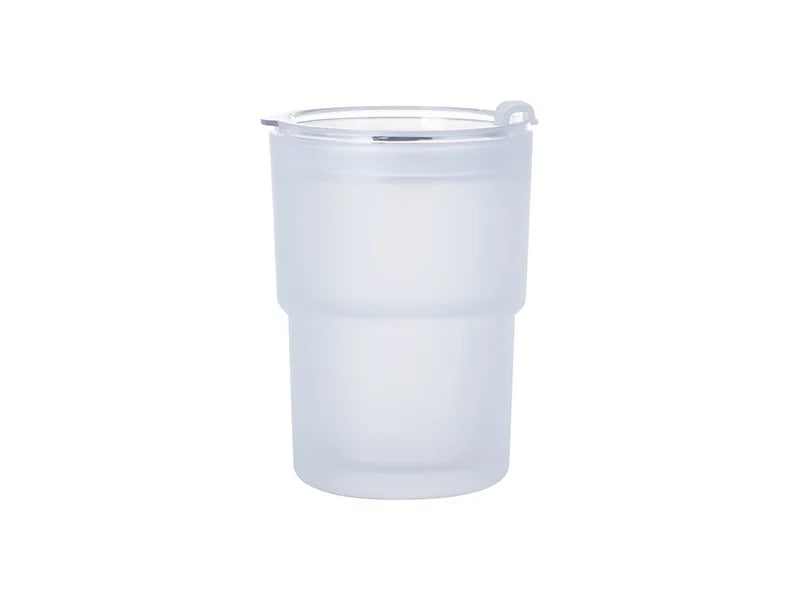 Sublimation Blanks 13oz/400ml Stackable Glass Tumbler with Lid(Frosted)