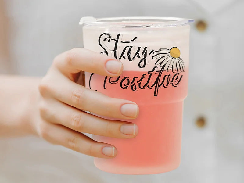 Sublimation Blanks 13oz/400ml Stackable Glass Tumbler with Lid