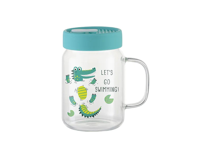 20oz/600ml Glass Mason Jar w/ Silicon Lid (Clear,Mint Green)