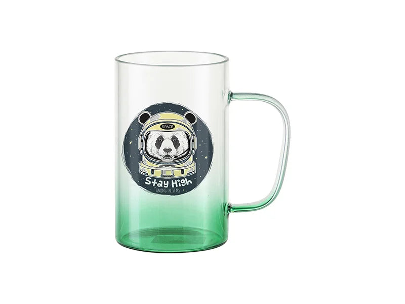 18oz/540ml Glass Beer Coffee Mugs(Clear, Gradient Green)