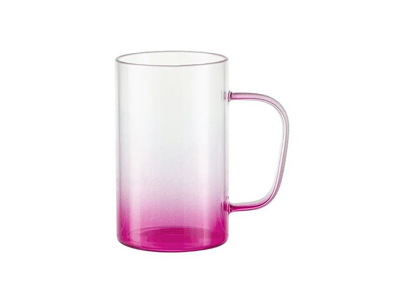 18oz/540ml Glass Beer Coffee Mugs(Clear, Gradient Pink)