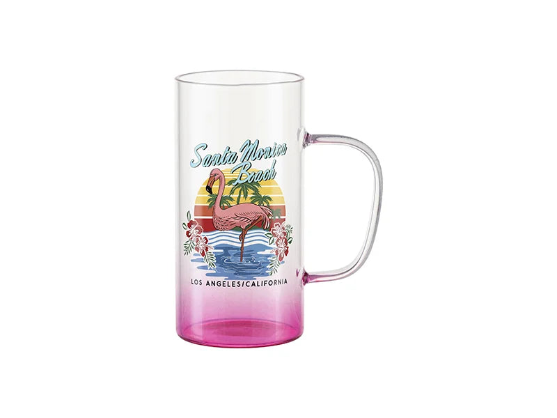 22oz/650m Glass Mug(Clear, Gradient Pink)
